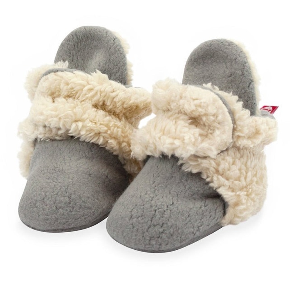 ZUTANO Cozie Furry Baby Booties, Gray, 3M